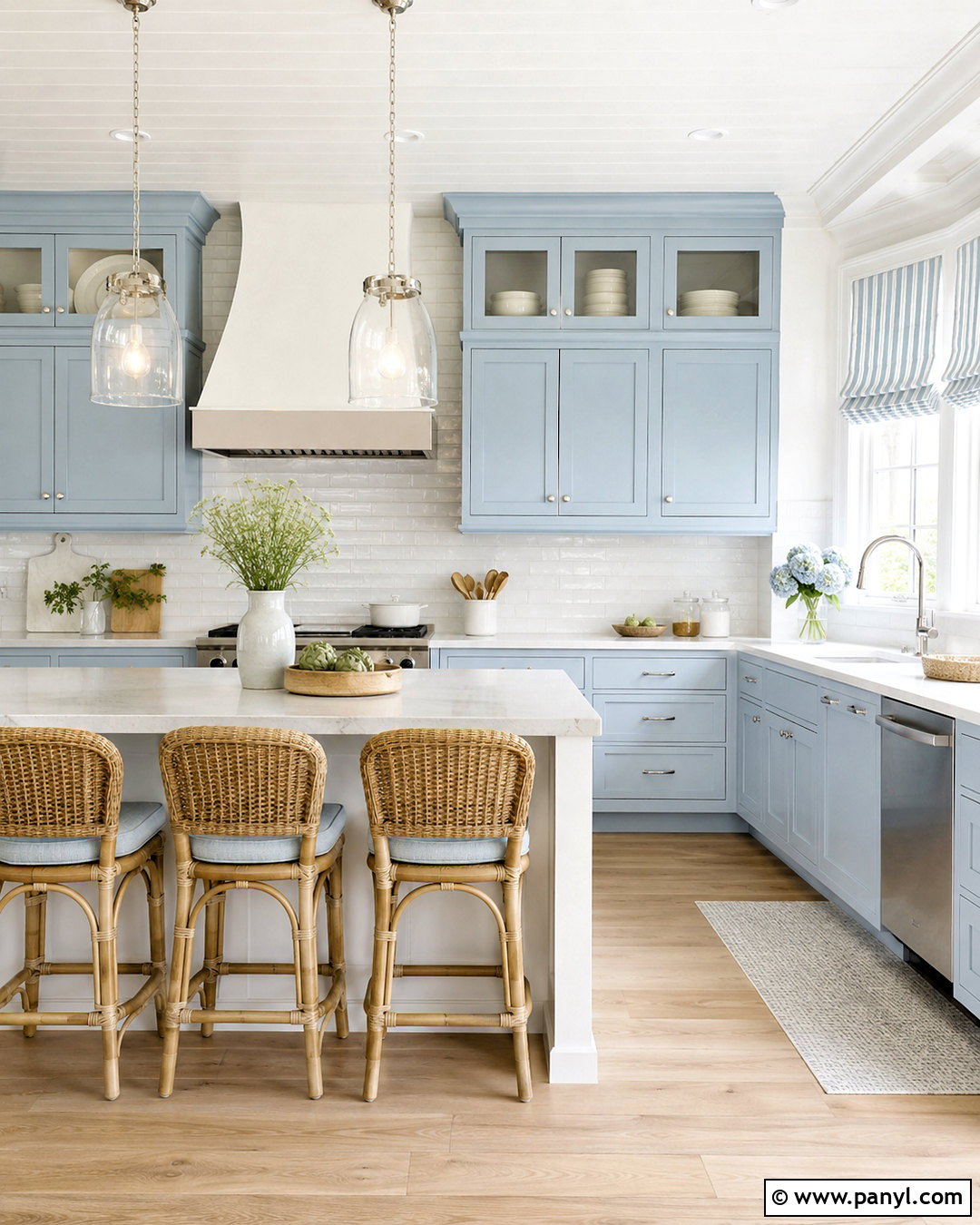 Powder Blue Coastal Kitchen - 20 light color kitchen ideas