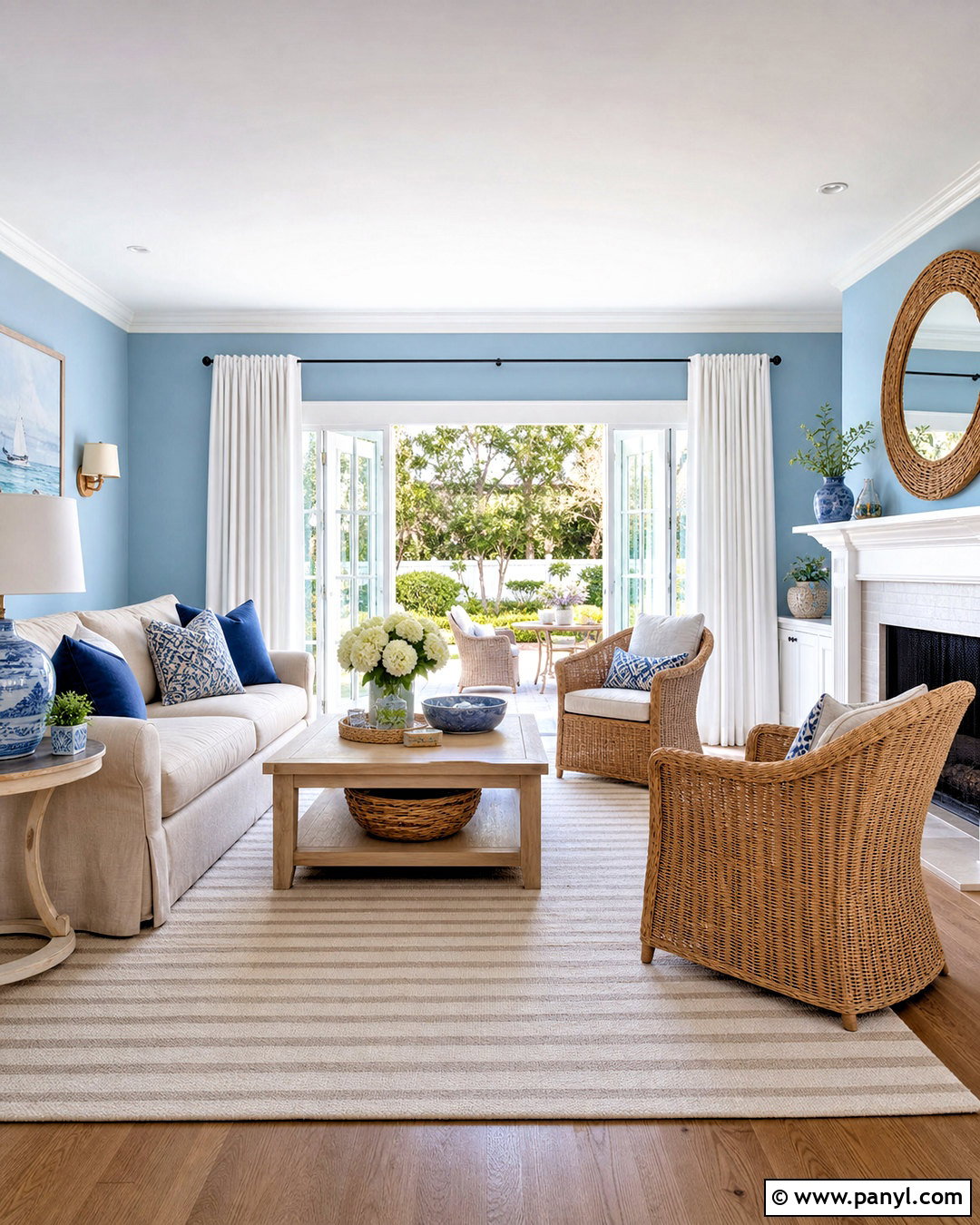 Powder Blue Coastal Living Room - 20 blue color room ideas