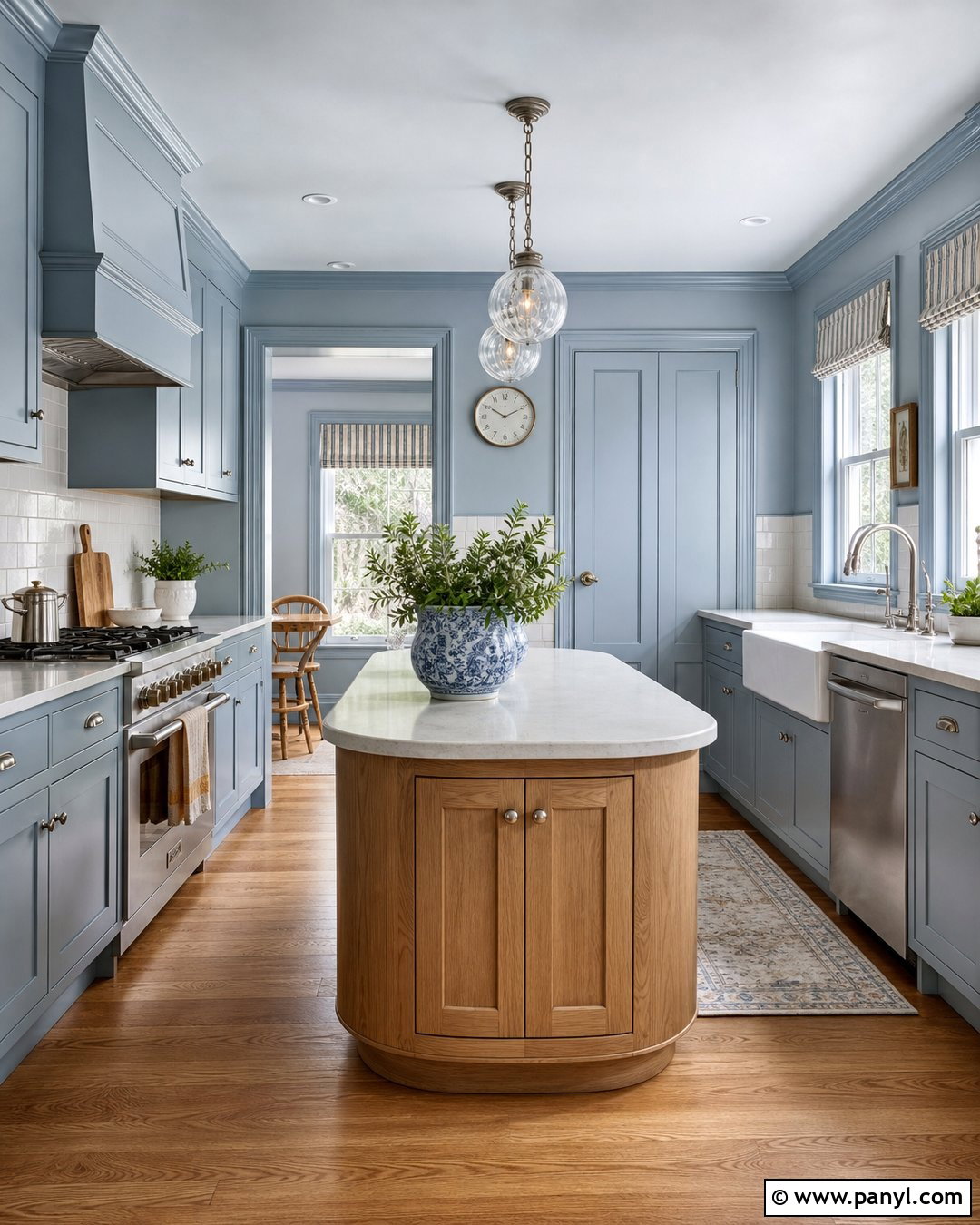 Powder Blue Color Drenched Kitchen - 25 Color Drenched Walls