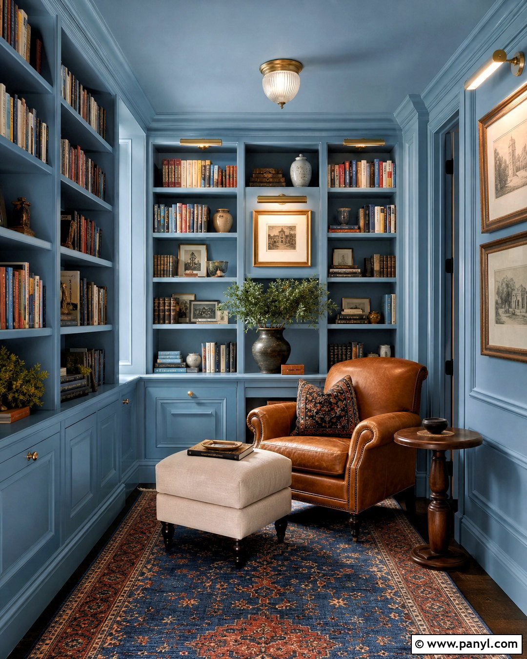 Powder Blue Color-Drenched Reading Room - 20 powder blue room ideas