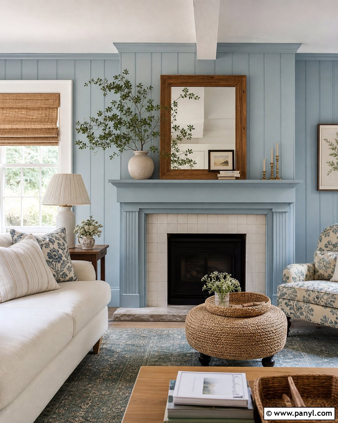 Powder Blue Cottage Fireplace Wall - 30 blue fireplace wall ideas
