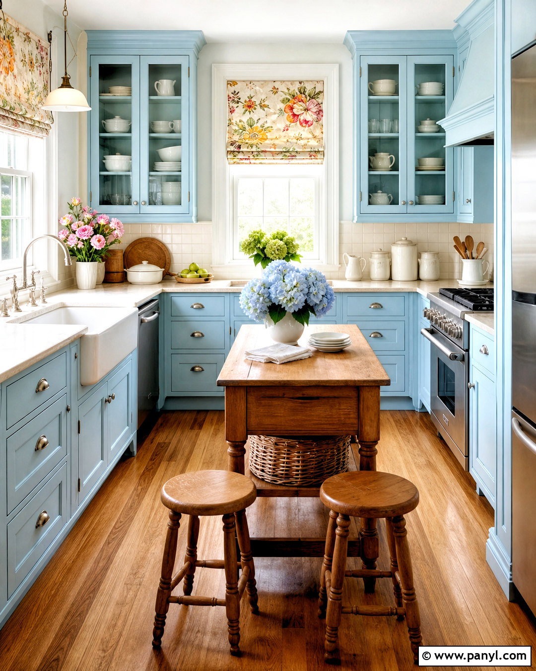 Powder Blue Cottage Kitchen - 20 blue kitchen designs