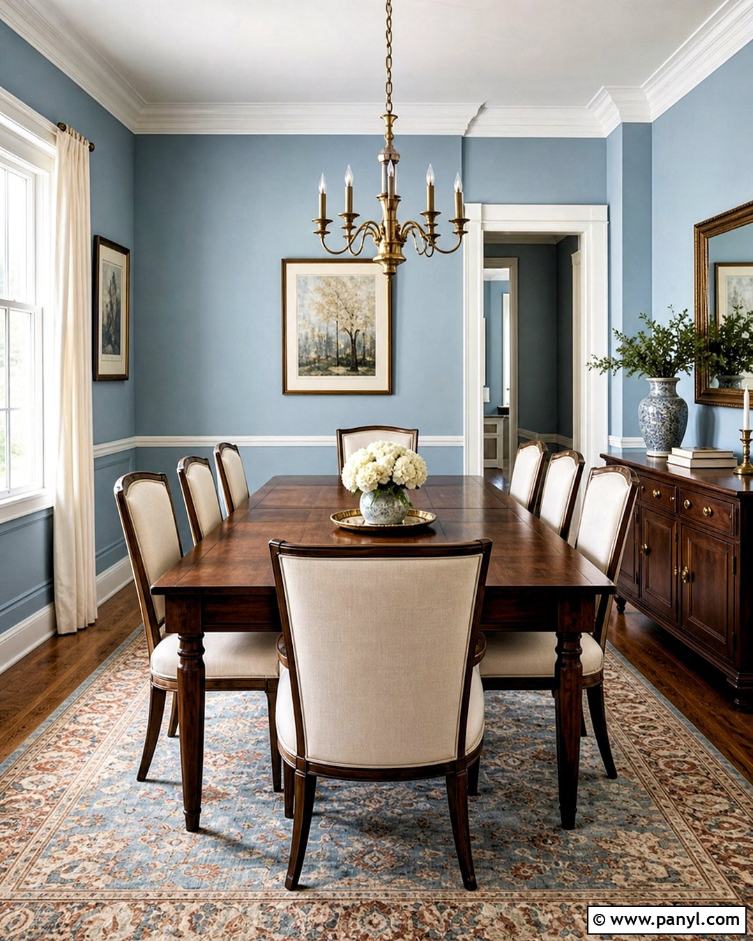 Powder Blue Dining Room With Dark Wood - 20 powder blue room ideas