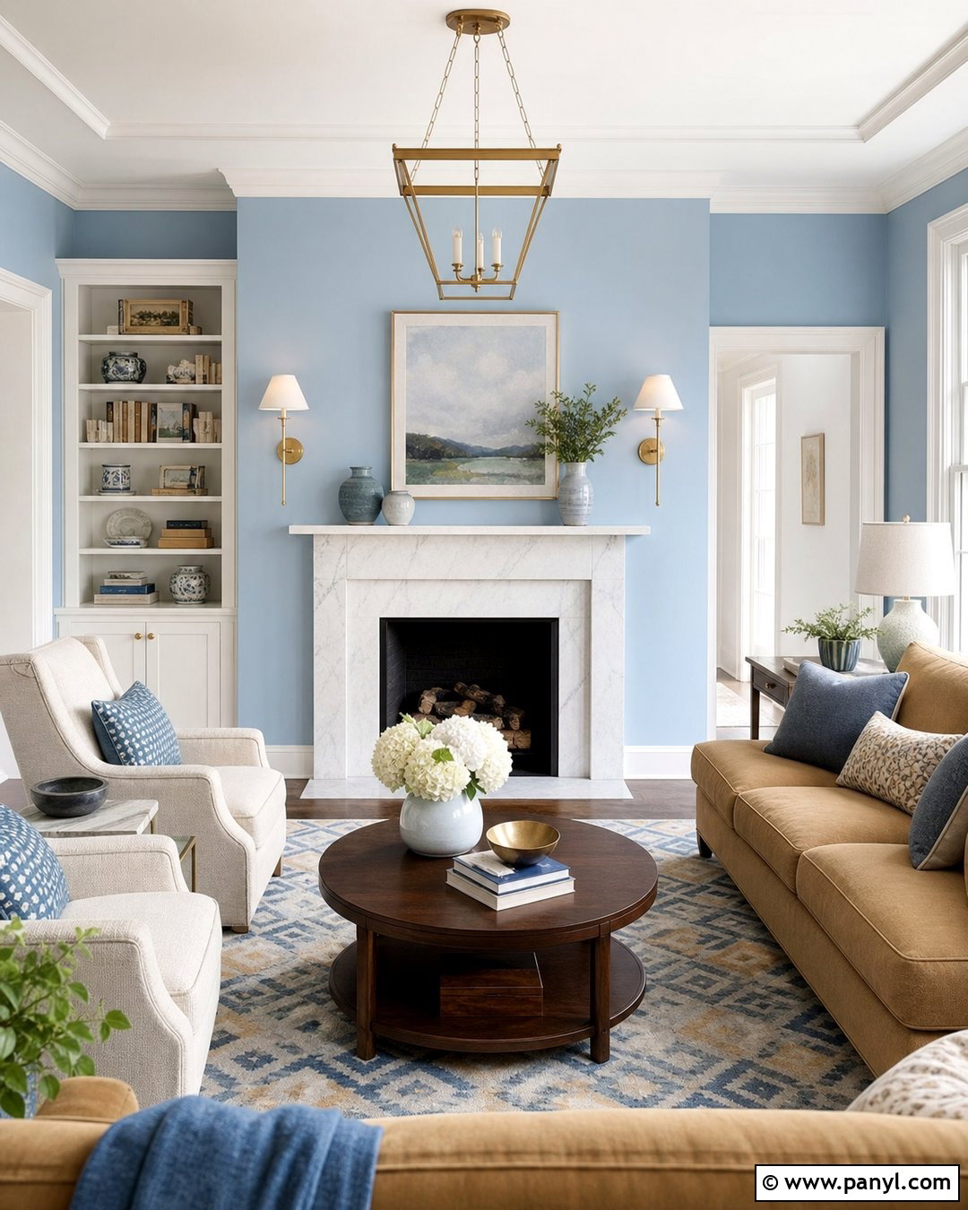 Powder Blue Fireplace Accent Wall - 35 Fireplace Accent Wall Color Ideas