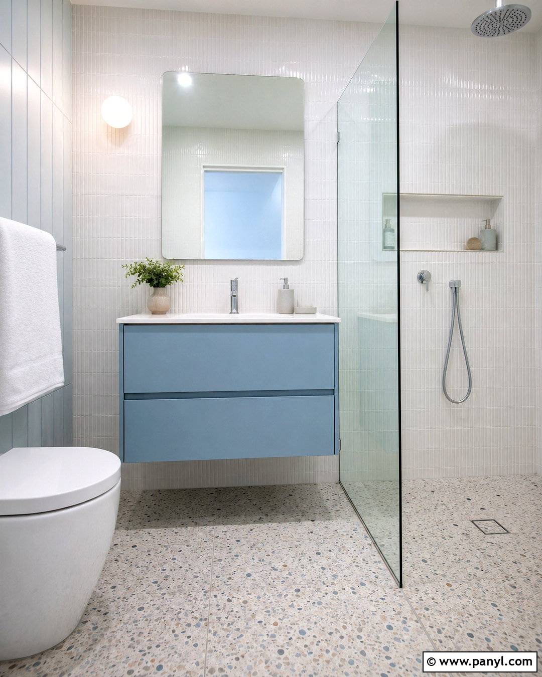 Powder Blue Floating Vanity - 20 blue vanity bathroom ideas