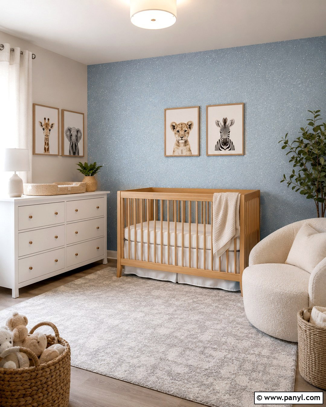 Powder Blue Glitter Nursery Wall - 20 Blue Glitter Wall Paint Ideas