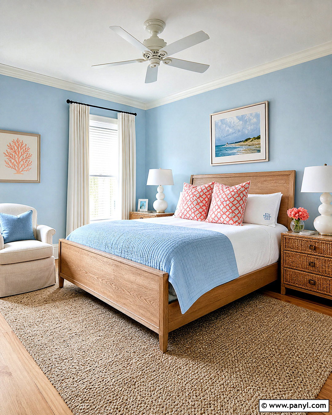 Powder Blue Guest Bedroom With Coral Accents - 20 powder blue room ideas