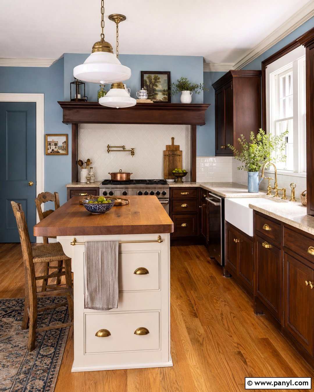 Powder Blue Kitchen Walls With Dark Brown Cabinets - 20 Blue Kitchen Walls With Dark Cabinets