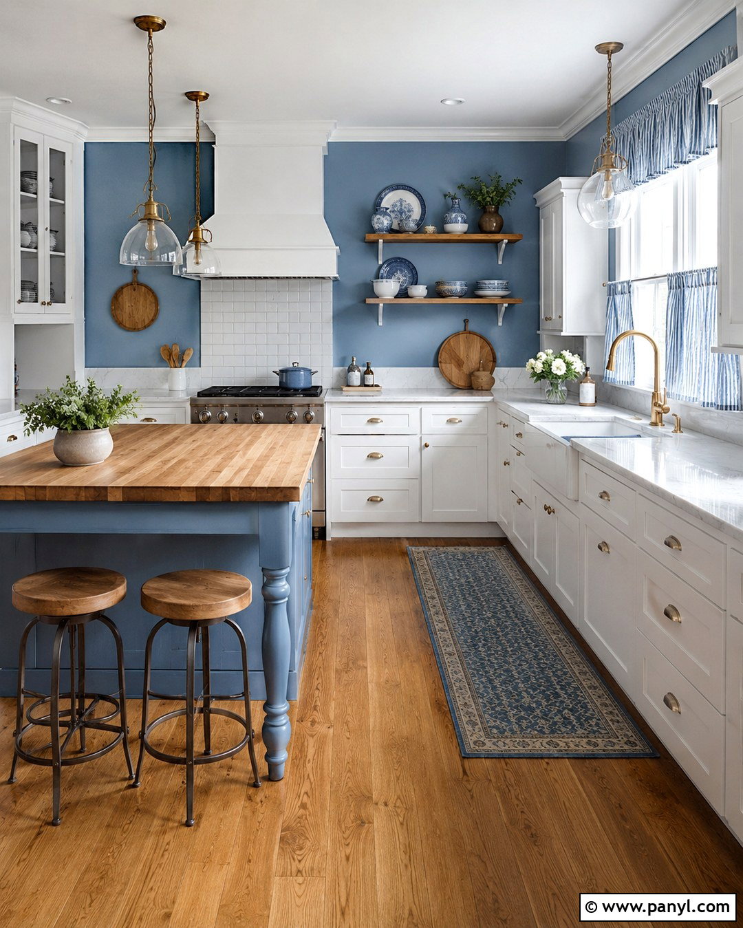 Powder Blue Kitchen Walls With White Cabinets - 20 Country Blue Kitchen Walls