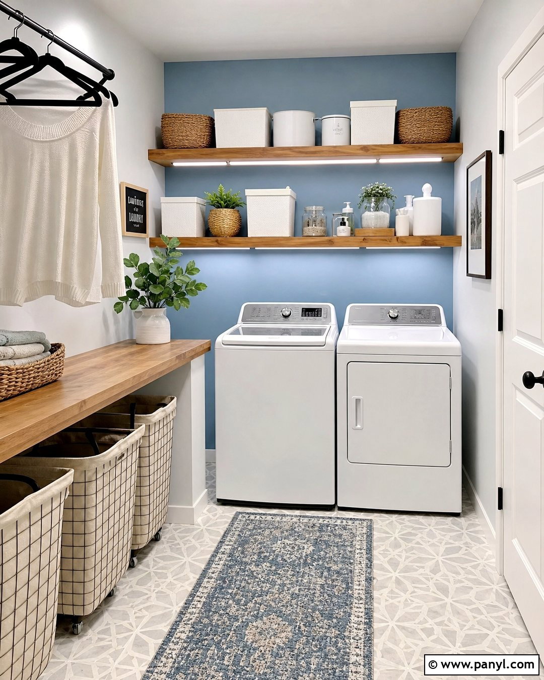 Powder Blue Laundry Room Accent Wall - 20 Accent Blue Wall Ideas
