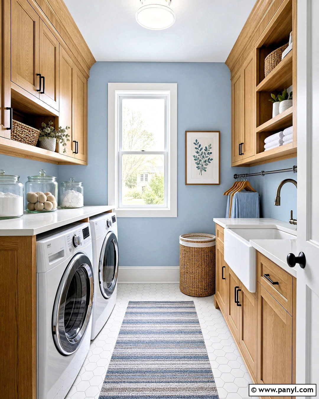 Powder Blue Laundry Room With Oak Cabinets - 20 powder blue room ideas