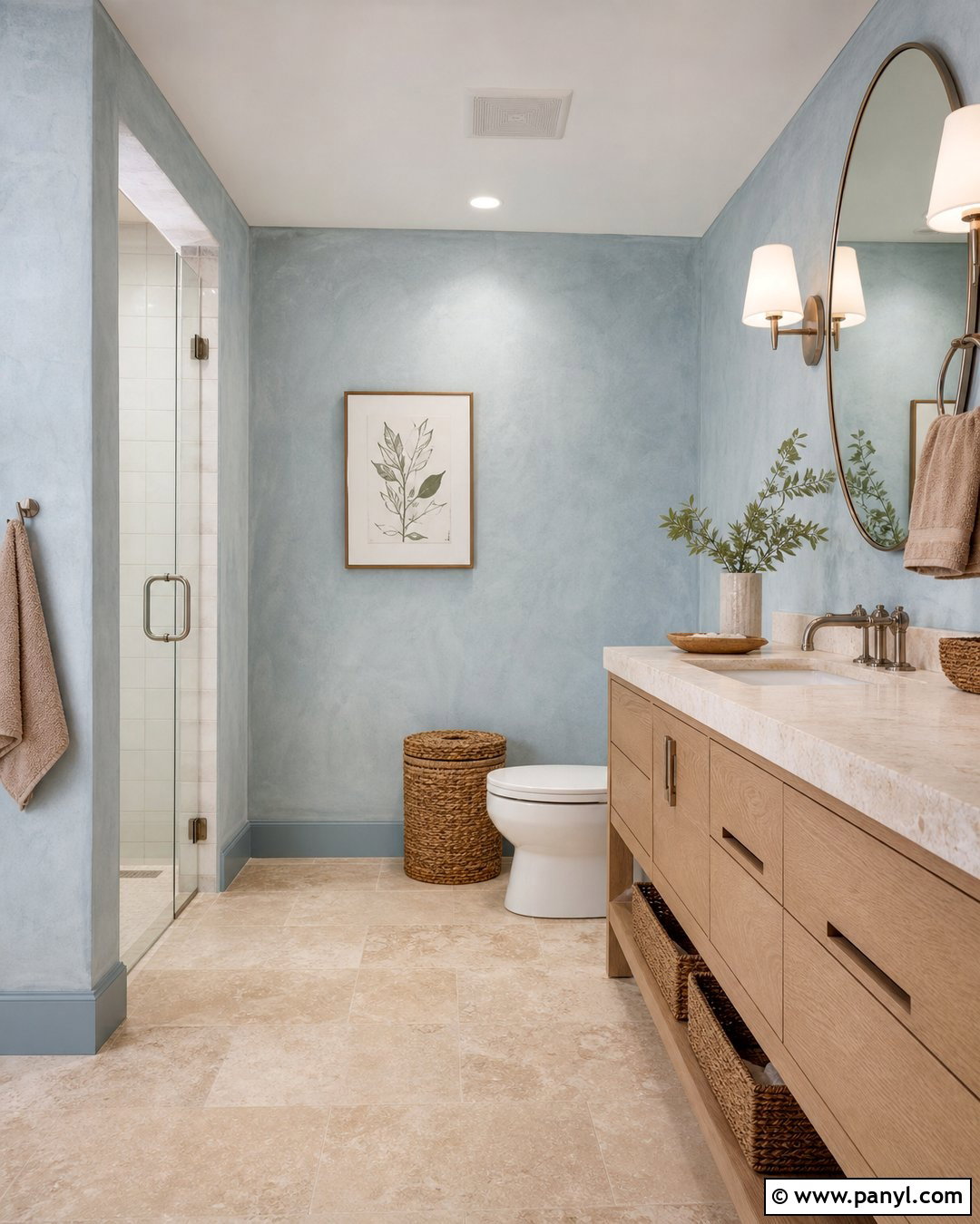 Powder Blue Limewash And Warm Beige - 25 Limewash Color Combinations