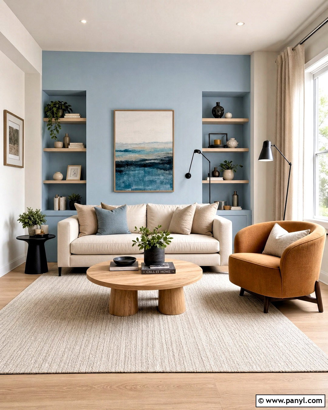 Powder Blue Living Room Accent Wall - 20 accent color walls in living room ideas