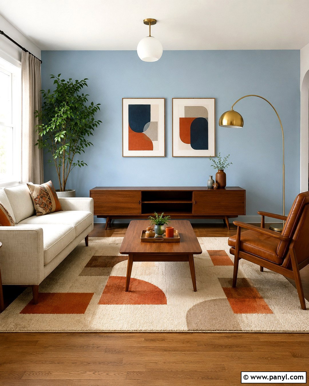 Powder Blue Midcentury Accent Wall - 20 Powder Blue Accent Wall Ideas