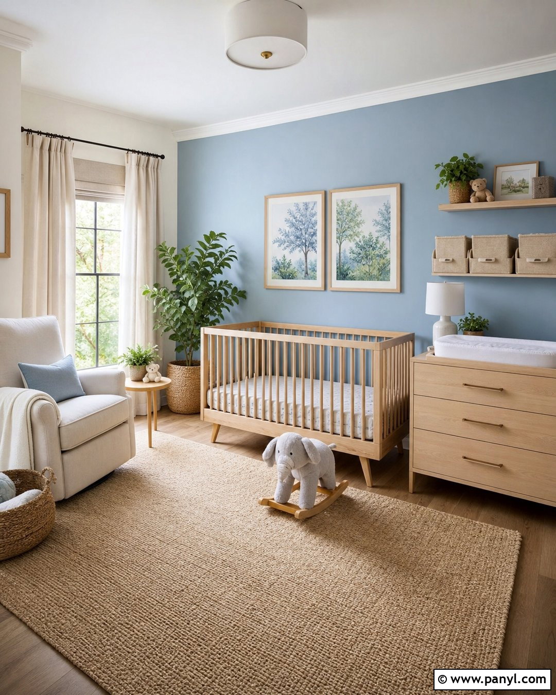 Powder Blue Nursery Feature Wall - 35 blue feature wall ideas