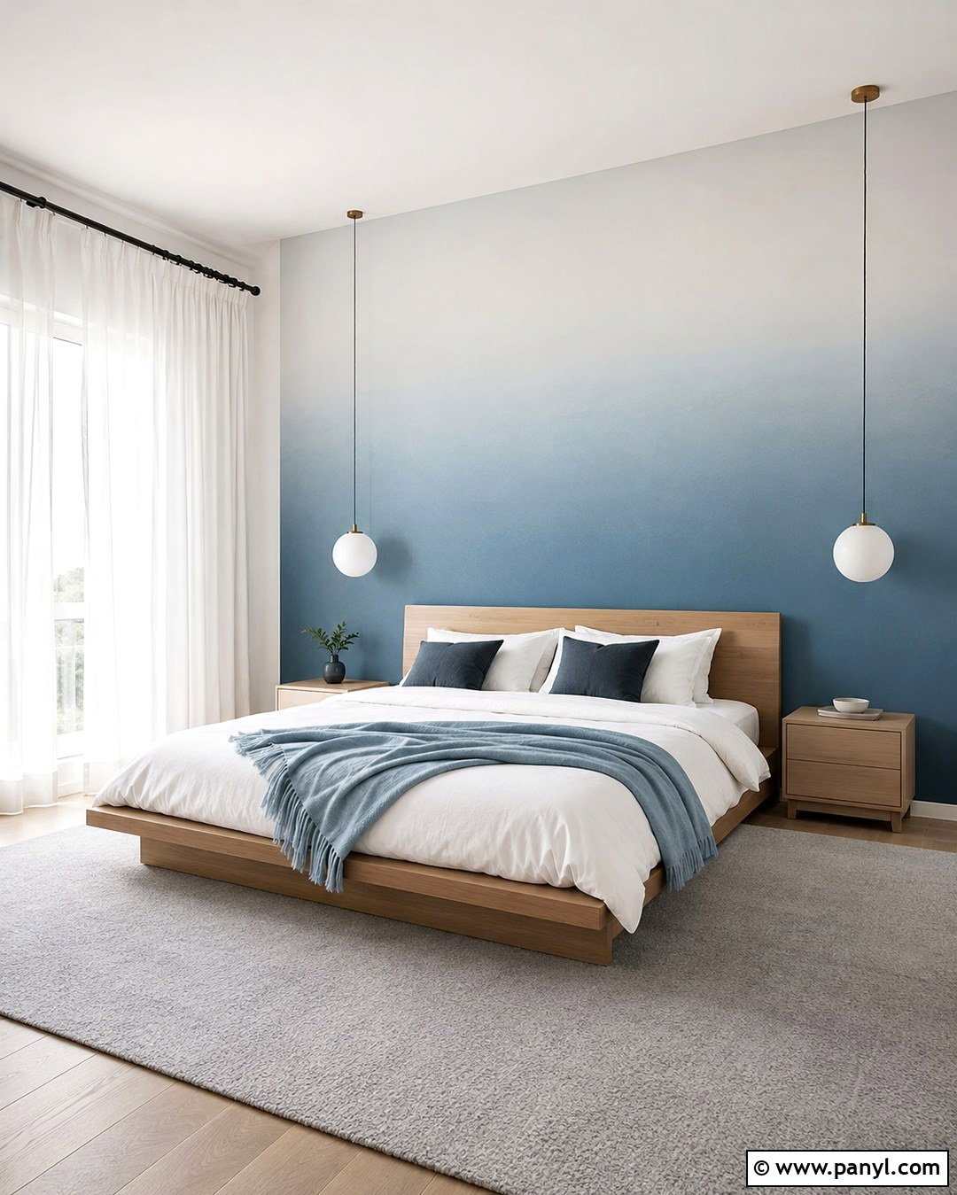 Powder Blue Ombre Accent Wall - 20 Powder Blue Accent Wall Ideas