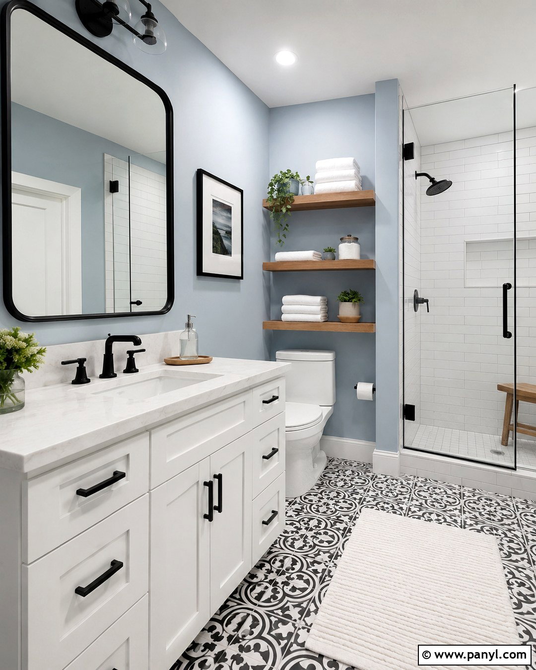 Powder Blue Paint With Black And White - 20 Paint Colors That Go With Black And White Ideas