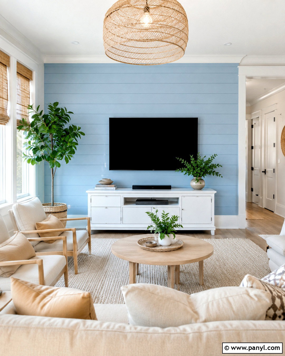 Powder Blue TV Wall - 35 tv wall color ideas