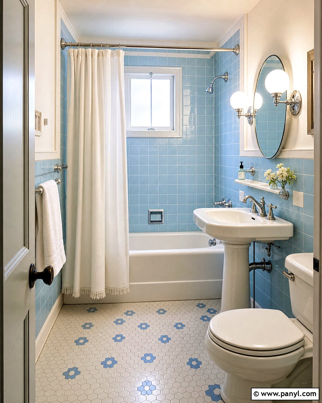 Powder Blue Vintage Bathroom - 20 small blue bathroom ideas