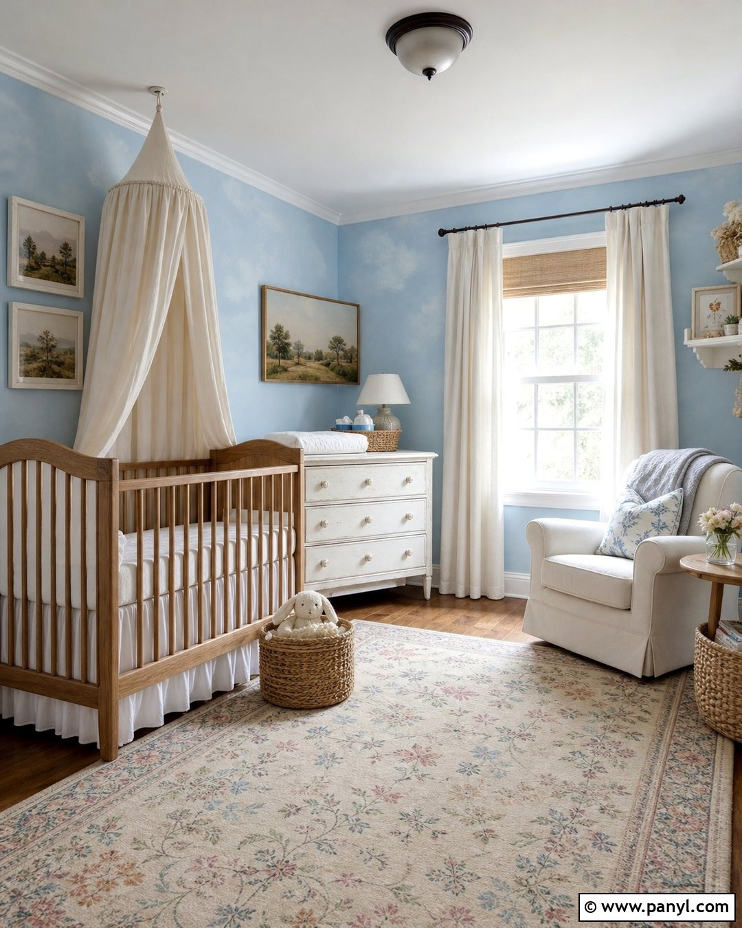 Powder Blue Vintage Nursery - 20 Blue Wall Decayed Room Ideas