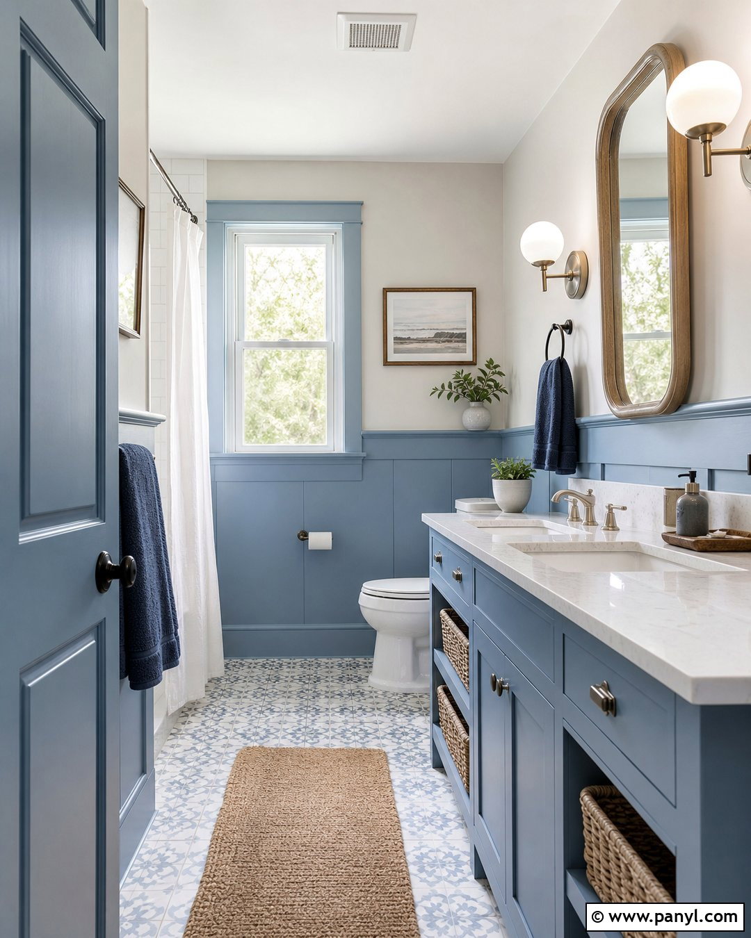 Powder Blue Wall Moulding With Pale Gray Walls - 25 Wall Moulding Color Ideas