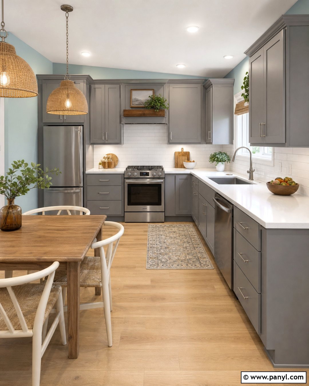 Powder Blue Walls With Grey Kitchen Cabinets - 30 Grey Kitchen Cabinets Wall Color Ideas
