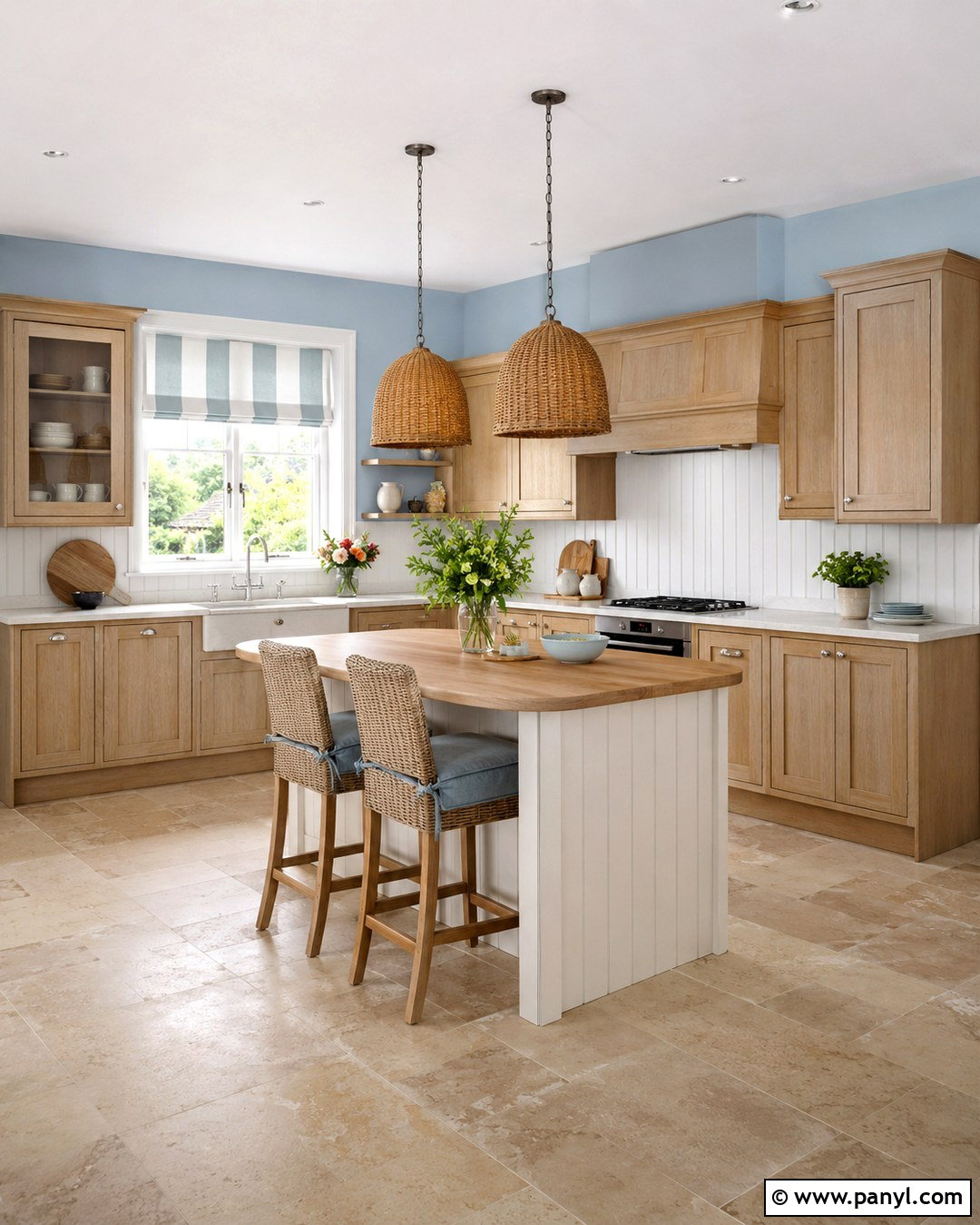 Powder Blue Walls With Limed Oak Cabinets - 20 Blue Walls Oak Cabinets