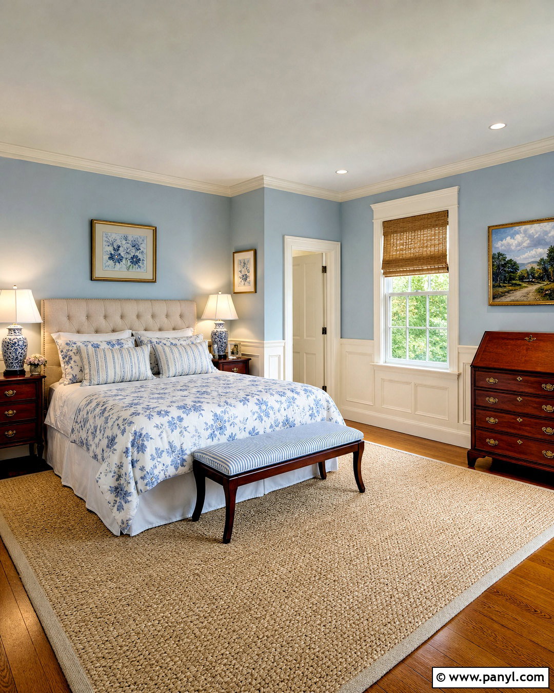 Powder Blue Walls With White Paneling - 20 traditional wall painting ideas