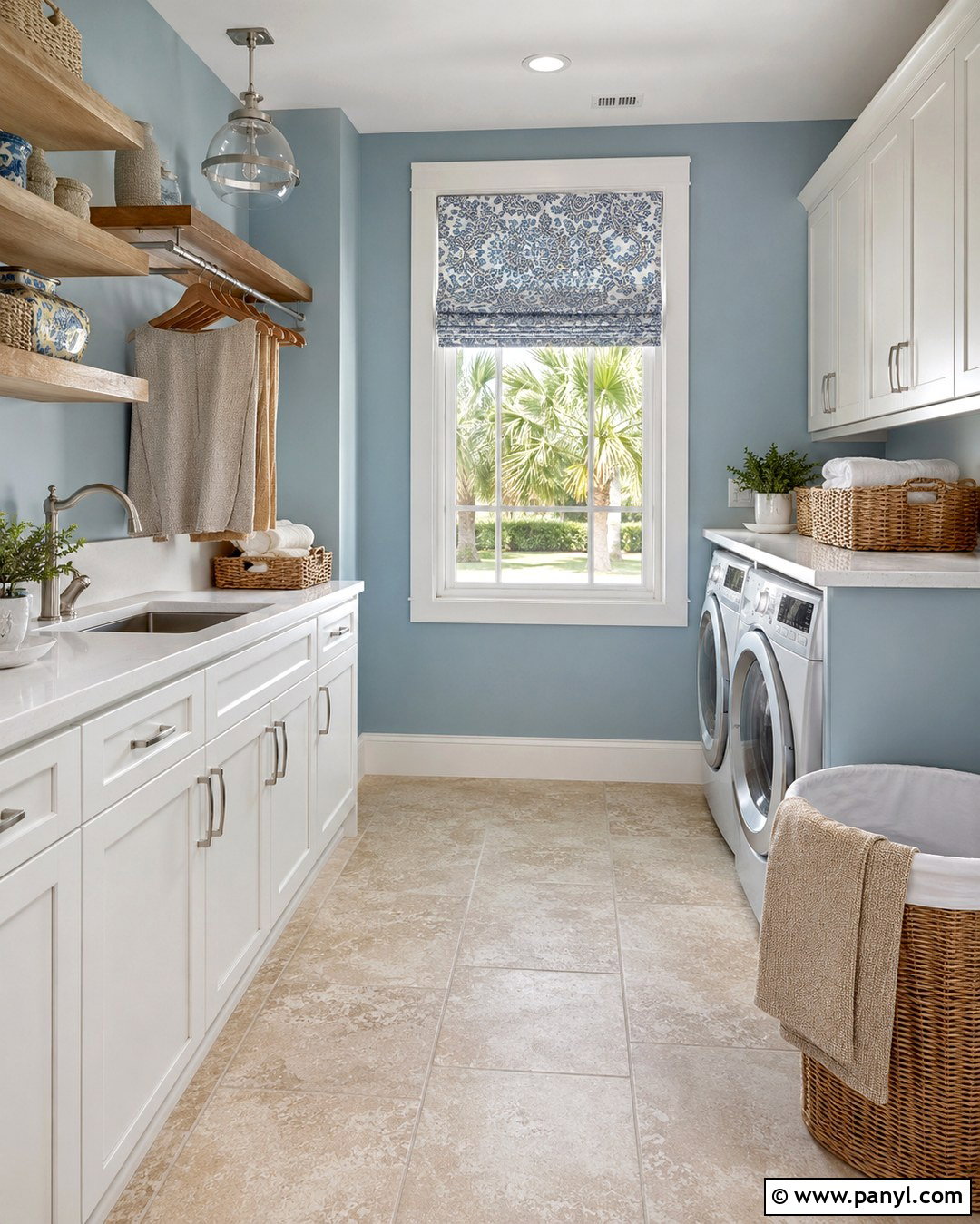 Powder Blue With Beige Tile - 20 Colors That Go With Beige Tile Ideas