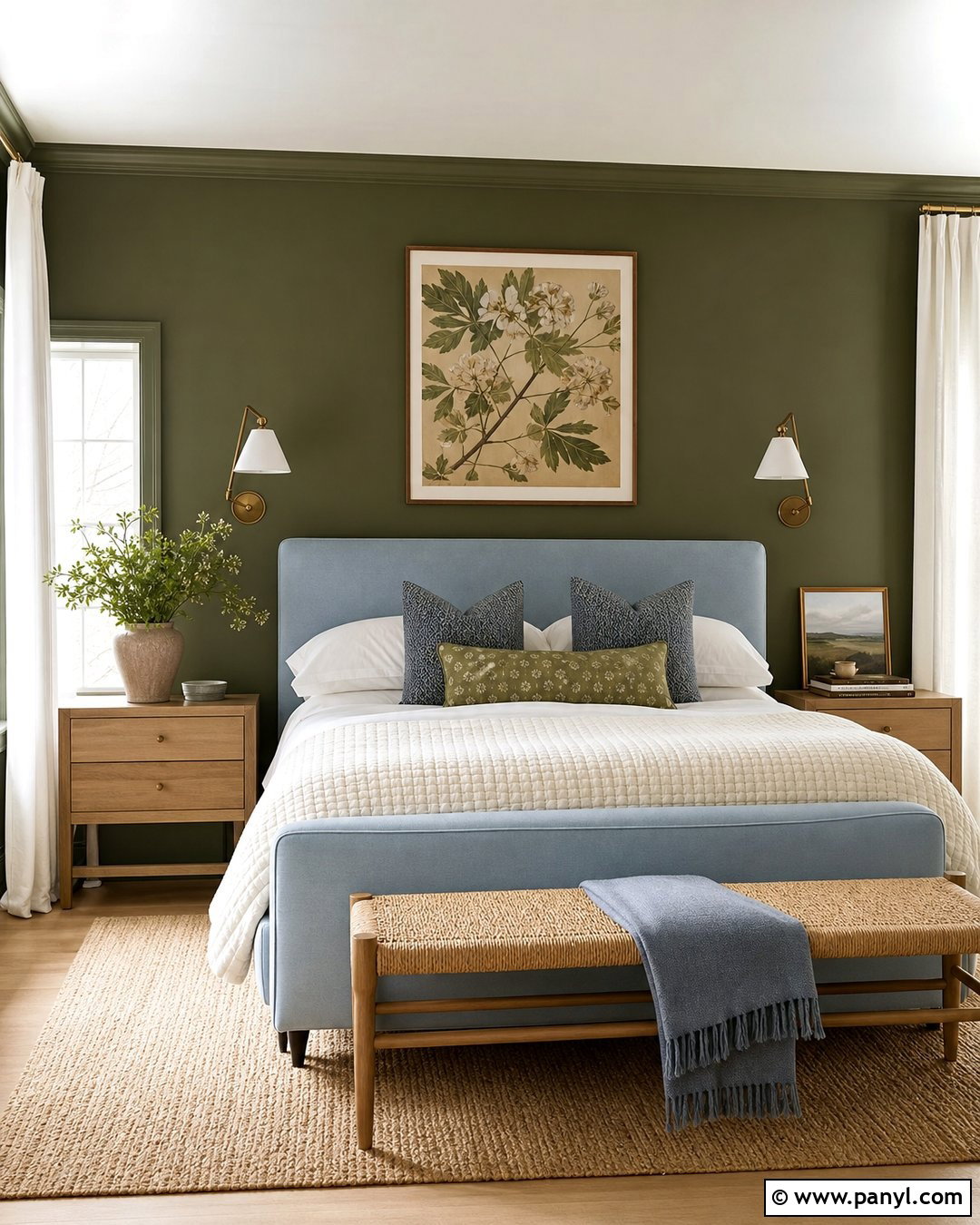 Powder Blue With Olive Green Walls - 20 Colors That Go With Olive Green Walls