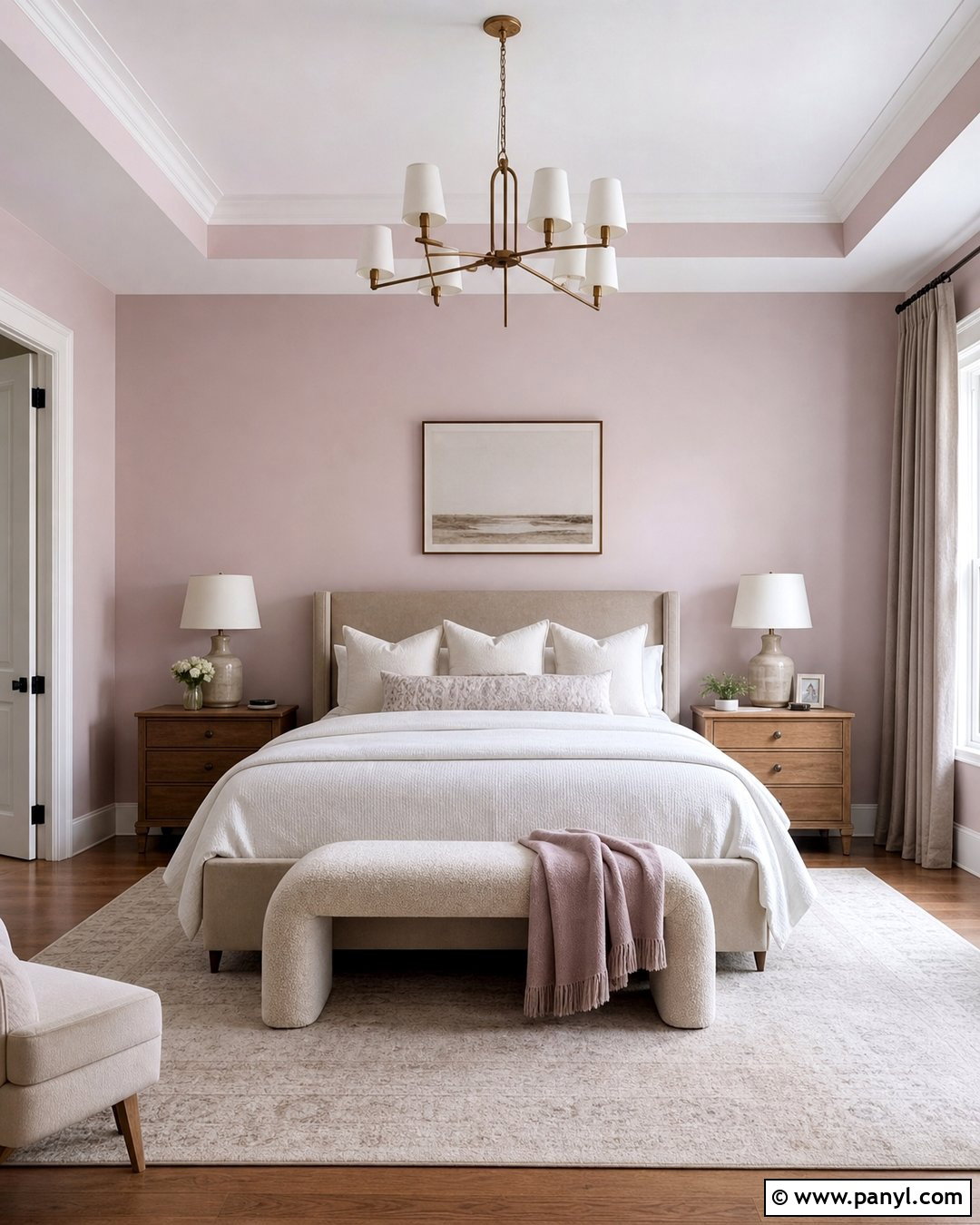 Powder Pink Walls With Greige - 30 pink wall color combination ideas