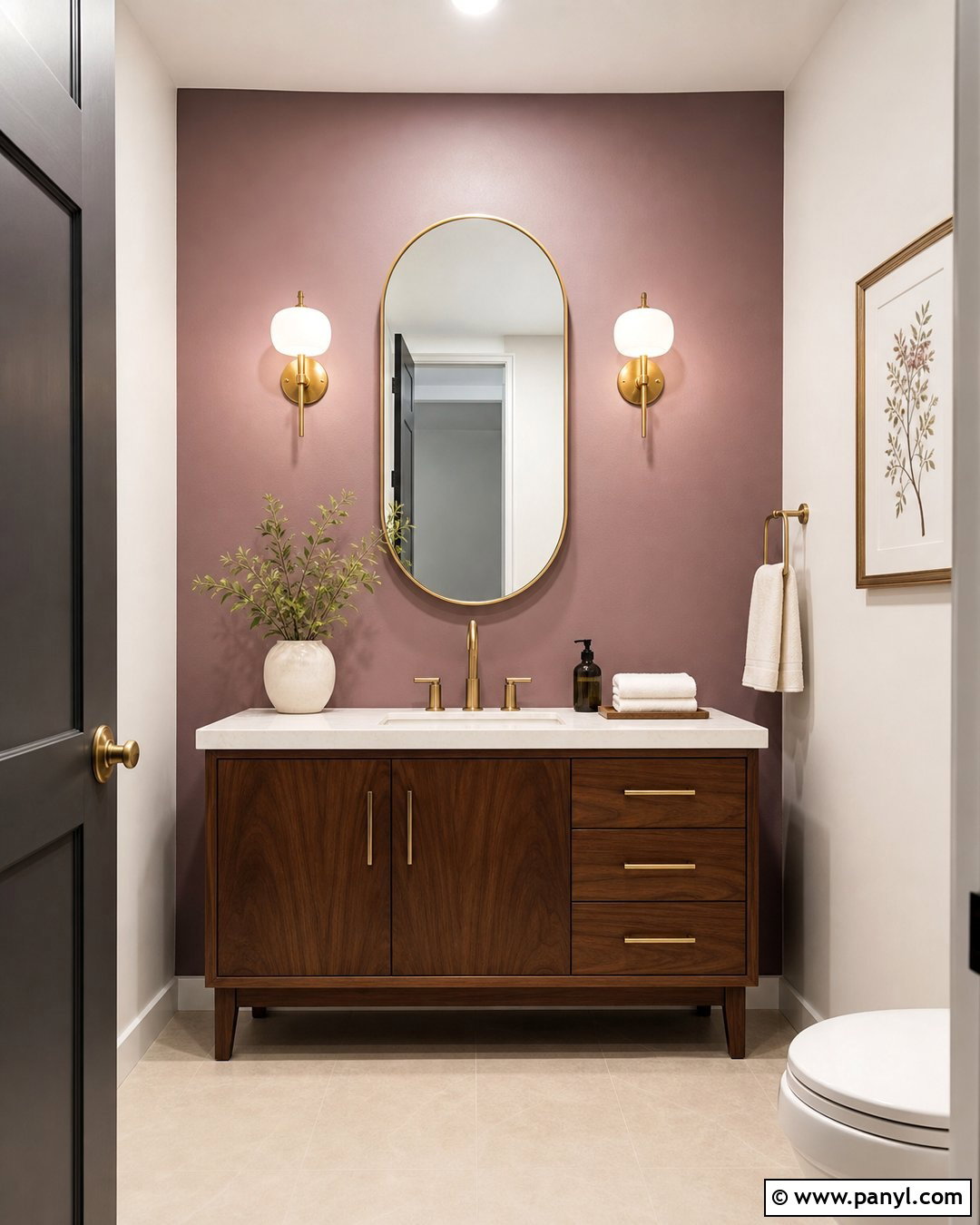 Powder Room Mauve Accent Wall - 30 Mauve Accent Wall Ideas