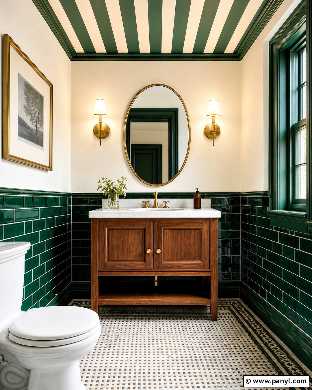 Powder Room Striped Ceiling - 20 striped ceiling ideas