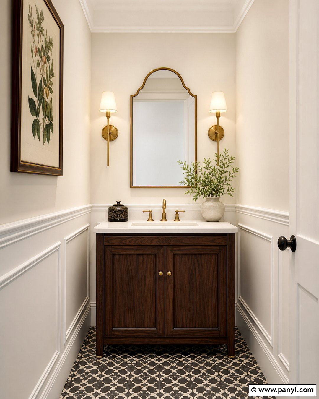 Powder Room With Alabaster Walls And White Trim - 35 Alabaster Walls With White Trim Ideas