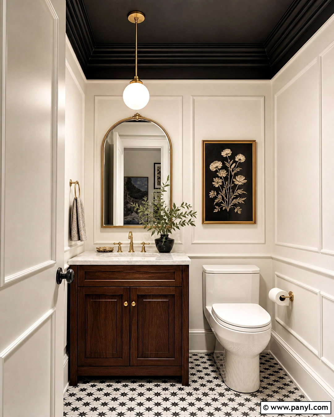 Powder Room With Black Ceiling And White Walls - 20 black ceiling white walls
