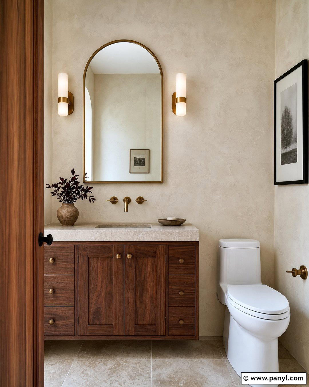 Powder Room With Cream Limewash Walls - 30 cream limewash walls
