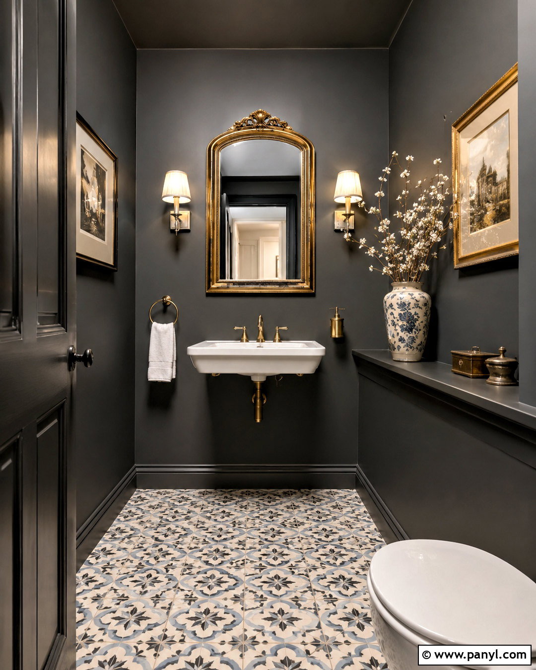 Powder Room With Dark Grey Walls - 20 dark grey bathroom walls
