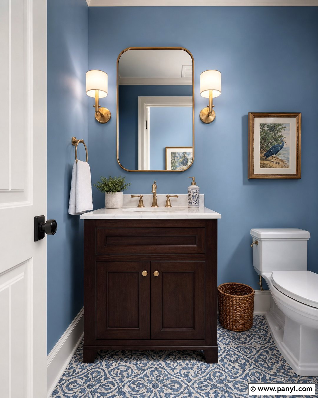 Powder Room With Light Blue Walls - 50 light blue walls