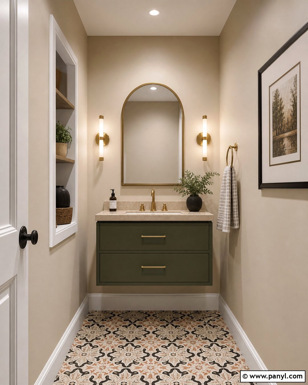 Powder Room With Vanilla Latte Walls - 50 Vanilla Latte Color Wall Ideas