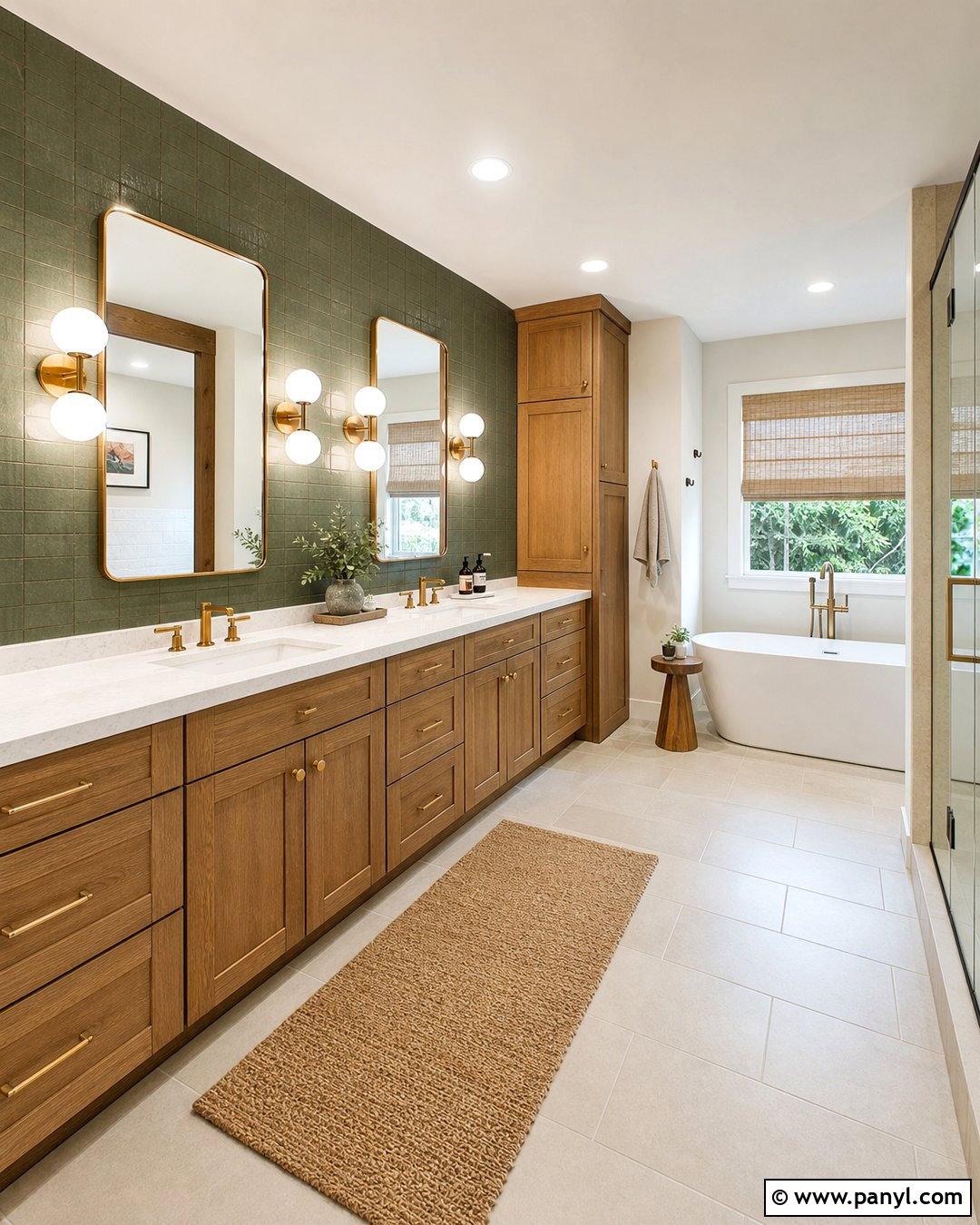 Primary Bathroom Green Accent Wall - 35 Green Accent Wall Bathroom Ideas