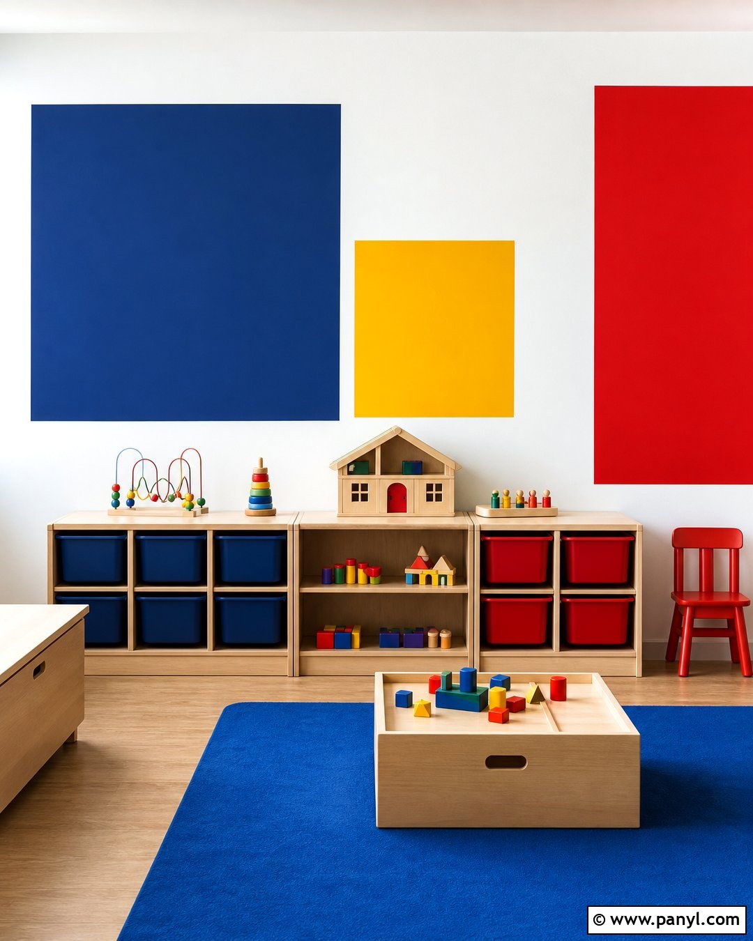 Primary Color Block Wall - 20 Color Block Wall Playroom Ideas