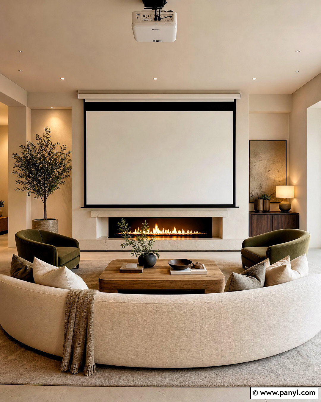 Projector Fireplace Living Room - 20 tv projector living room ideas