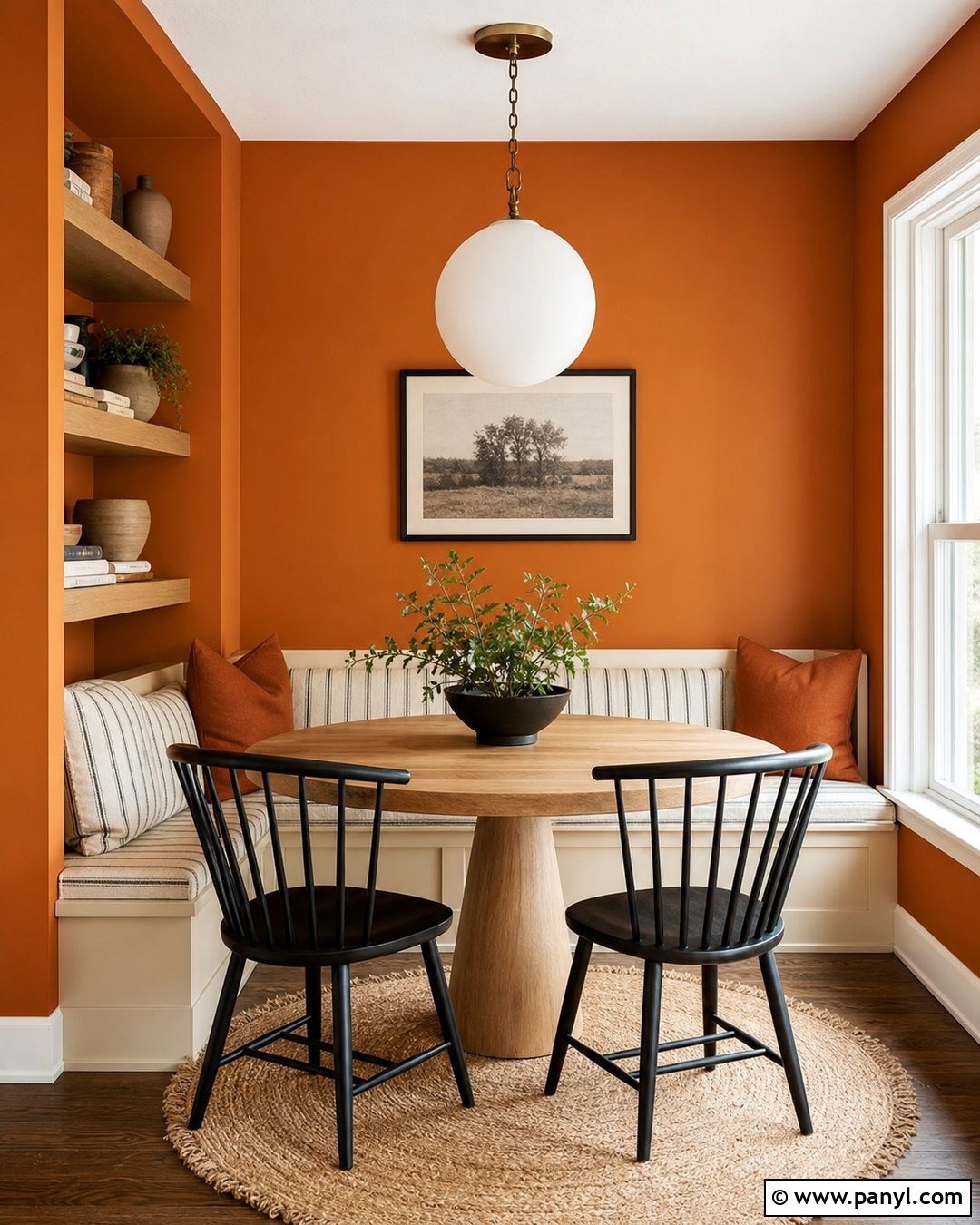 Pumpkin Orange Breakfast Nook - 35 orange wall paint ideas