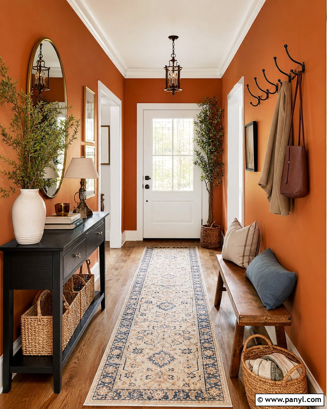 Pumpkin Orange Entryway Walls - 30 Orange Painted Walls