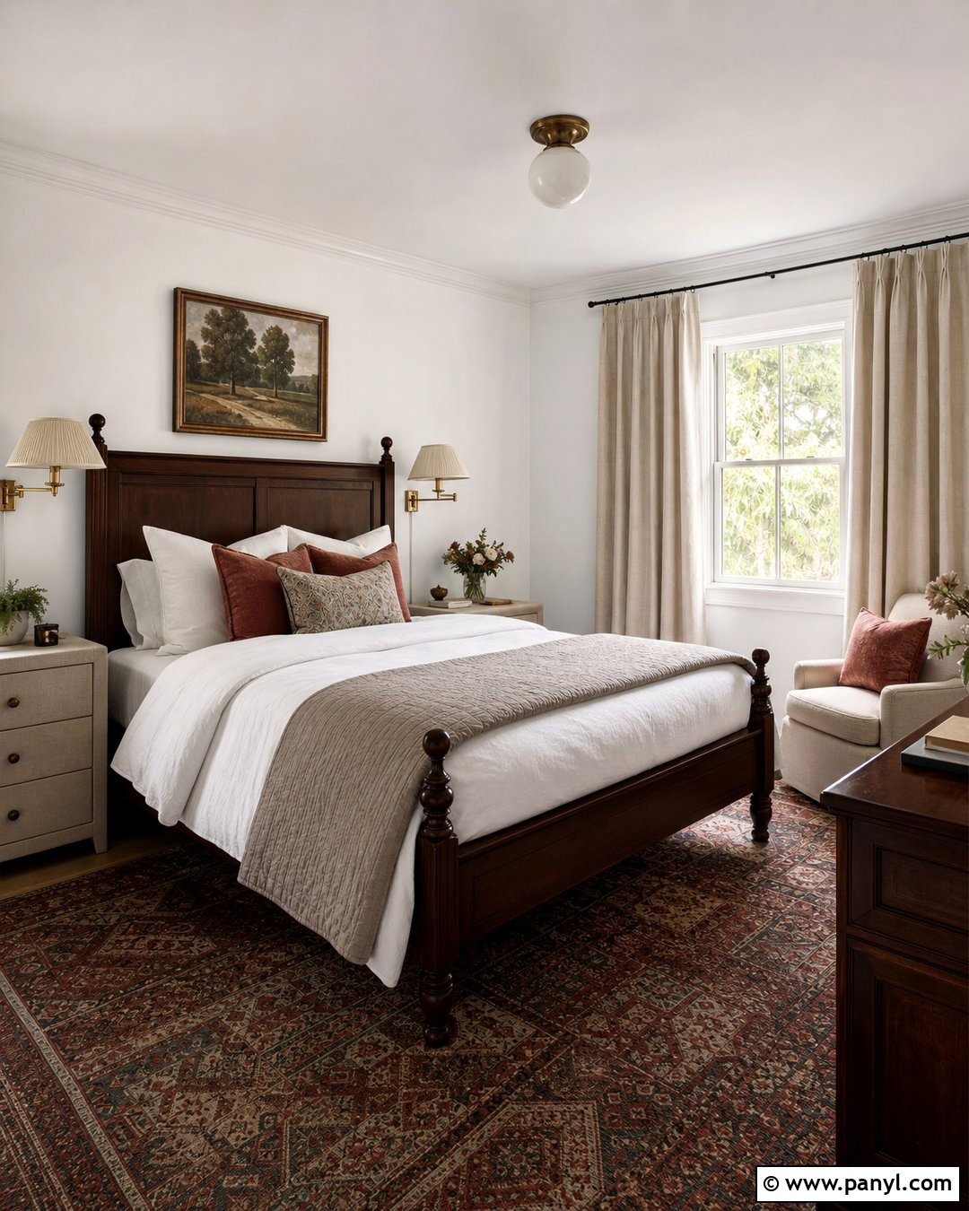Pure White Bedroom With Dark Wood - 30 Pure White Sherwin Williams Walls