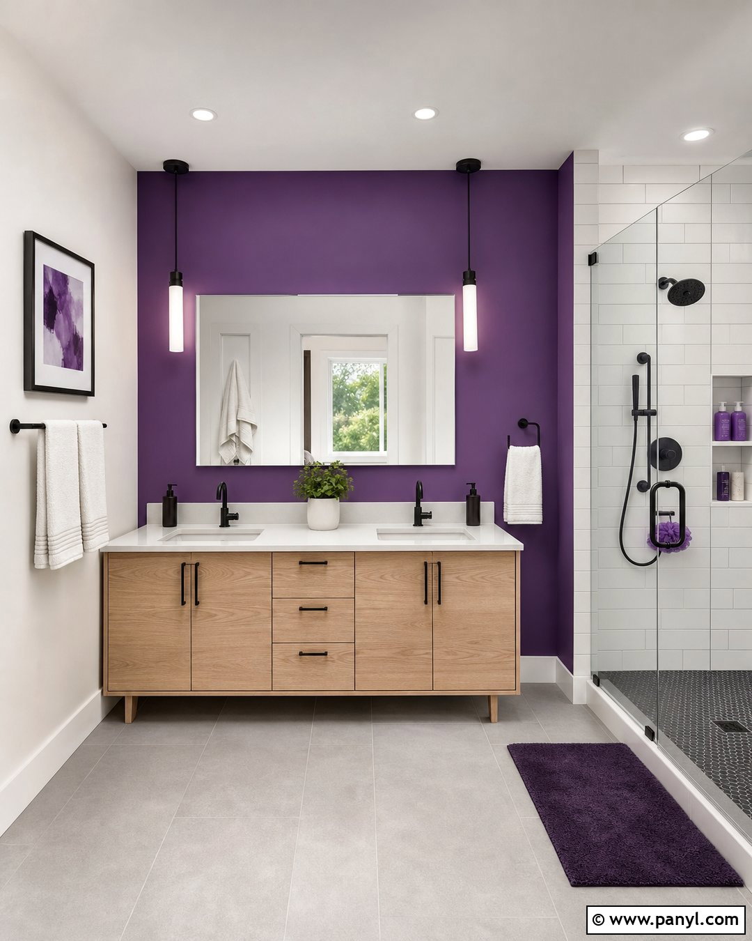 Purple Accent Wall Bathroom - 25 Purple Bathroom Walls
