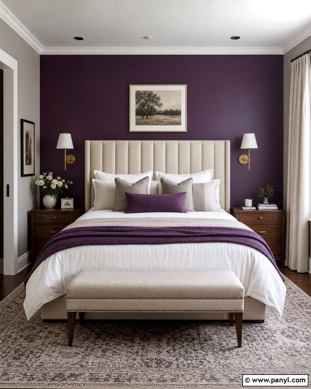 Purple Accent Wall Behind The Bed - 20 How To Style A Purple Accent Wall Ideas