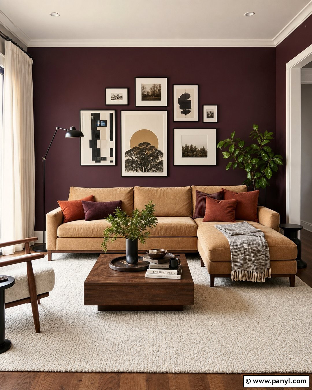 Purple Accent Wall Behind The Sofa - 20 How To Style A Purple Accent Wall Ideas
