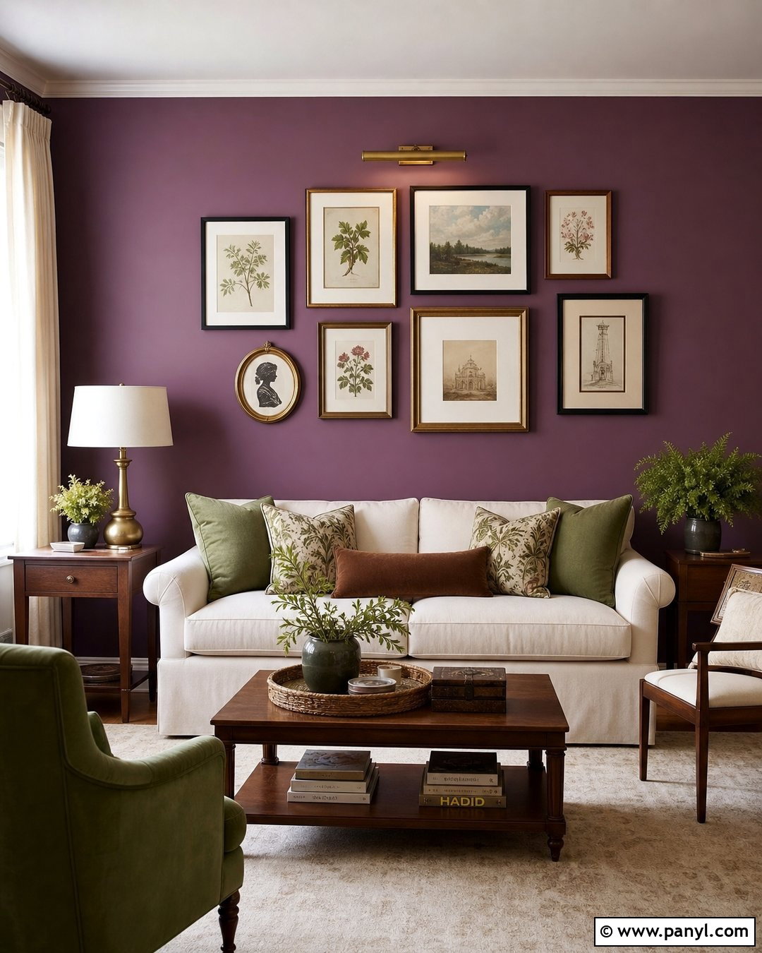 Purple Accent Wall Gallery Display - 20 How To Style A Purple Accent Wall Ideas
