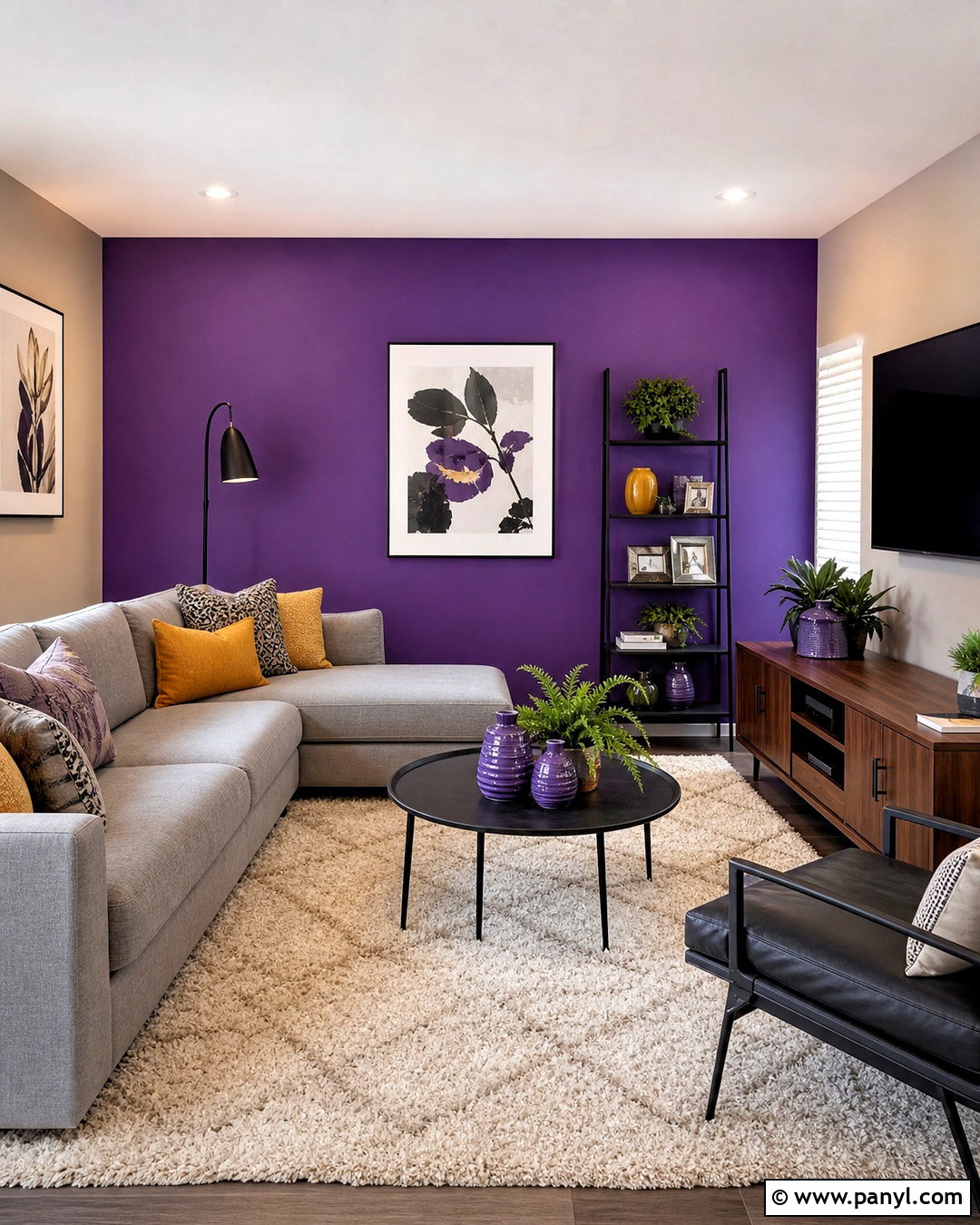 Purple Accent Wall Living Room - 20 purple room paint ideas